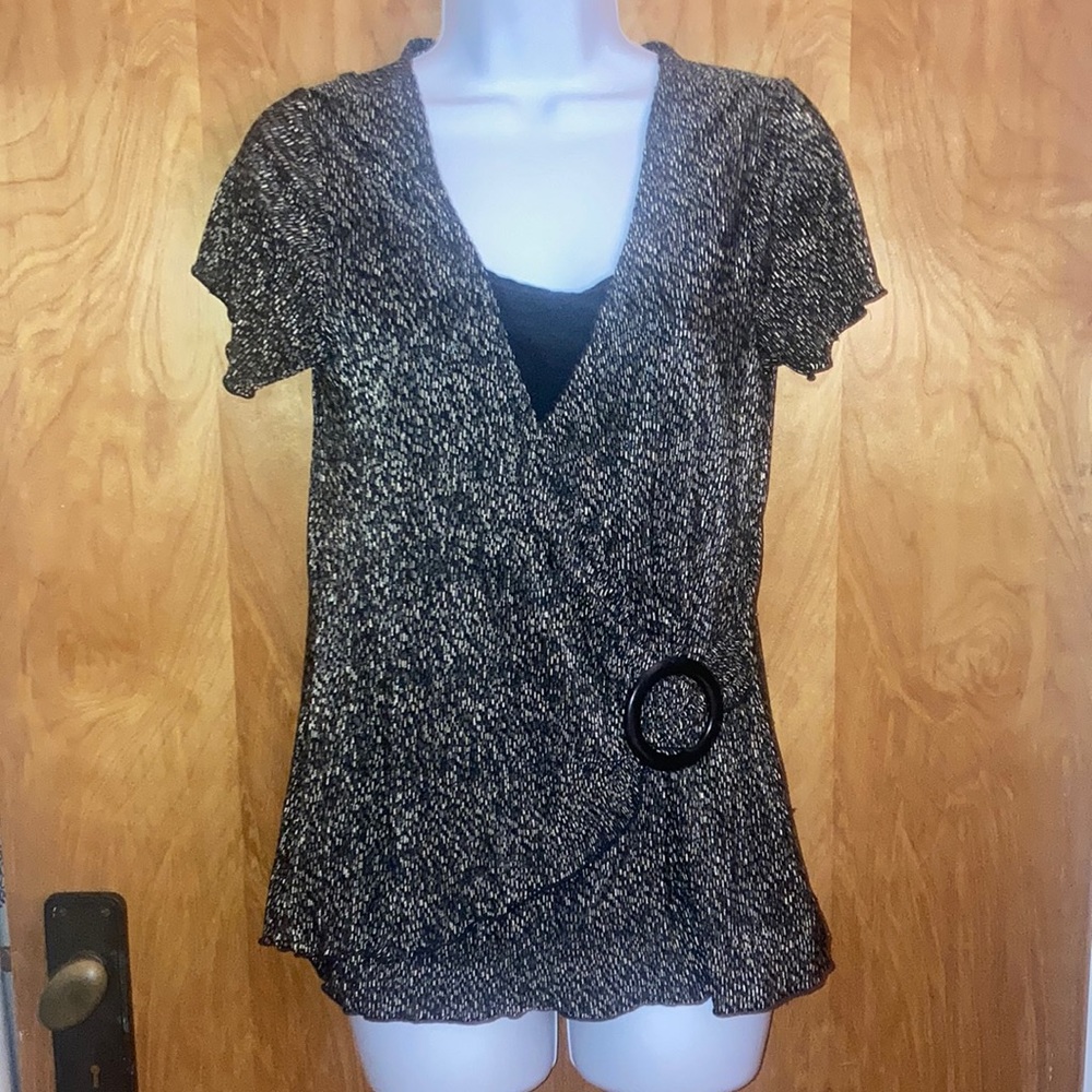 Elementz Black & Silver Blouse Top Size Medium